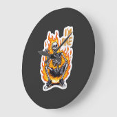 I’m Fine Skeleton on Fire Funny Sticker Illustrati ラージ壁時計 (傾斜)