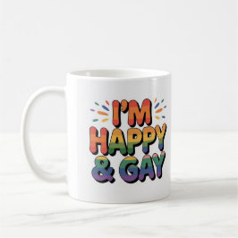 “I’m Happy & Gay” プライドマグ – We Are All Mugs コーヒーマグカップ