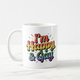“I’m Happy & Gay” マグカップ - ユーモアあふれるプライドカップ