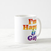 “I’m Happy & Gay” Mug – Bold Pride Coffee Cup  コーヒーマグカップ (正面右)