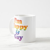 “I’m Happy & Gay” Mug – Bold Pride Coffee Cup  コーヒーマグカップ (正面左)