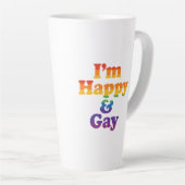 “I’m Happy & Gay” Mug – Bold Pride Latte Cup  カフェラテマグ (右アングル)