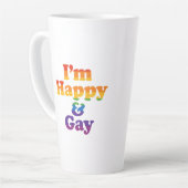 “I’m Happy & Gay” Mug – Bold Pride Latte Cup  カフェラテマグ (左アングル)