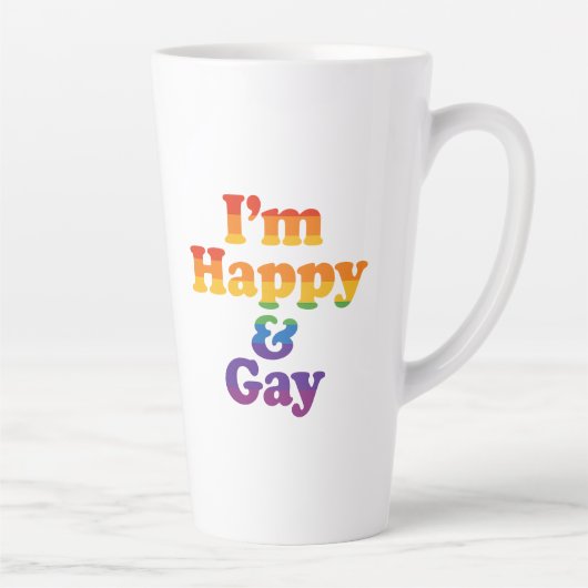 “I’m Happy & Gay” Mug – Bold Pride Latte Cup  カフェラテマグ (右)