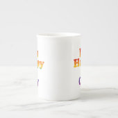 “I’m Happy & Gay” Mug – Bold Pride Latte Cup  ボーンチャイナマグカップ (正面)