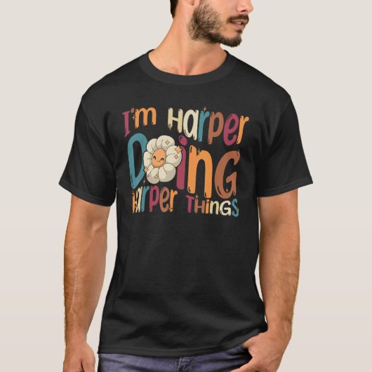 I m Harper Doing Harper Things Groovy Retro Harpe Tシャツ (正面)