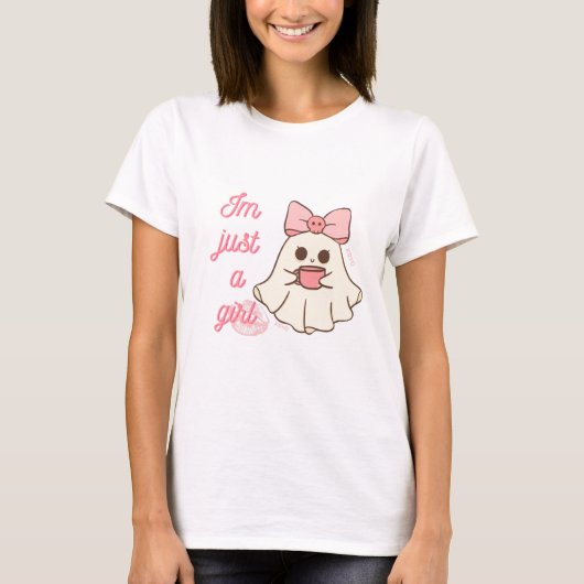 I’m Just a Girl Cute Ghost Halloween T-Shirt Tシャツ (正面)