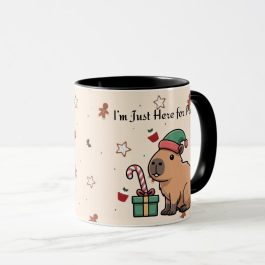 I’m Just Here for the Presents | Cute Capybara Chr マグカップ (正面右)