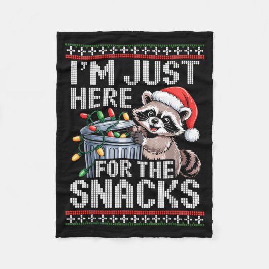 I’m Just Here For The Snacks Raccoon Christmas Ugl フリースブランケット (正面)