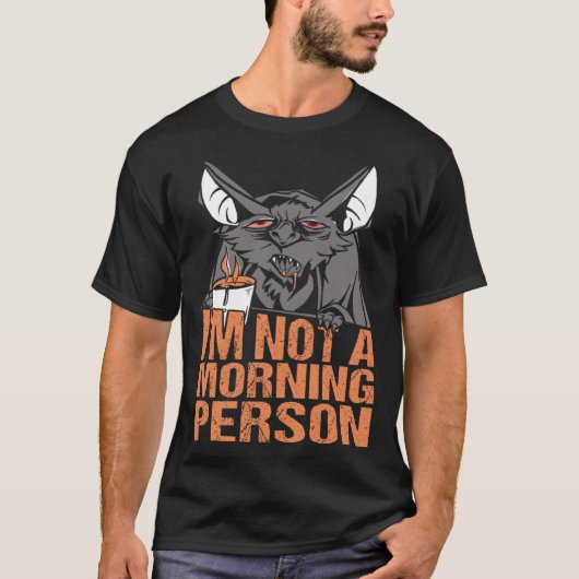 I m not a Morning Person Bat Halloween Pumpkin Spi Tシャツ (正面)