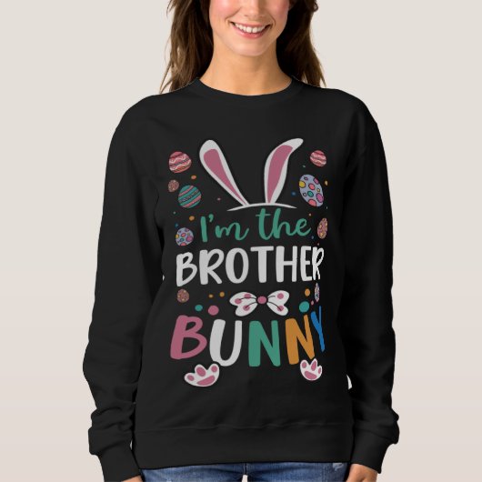 I m The Brother Bunny Festival Easter Egg Rabbit E スウェットシャツ (正面)