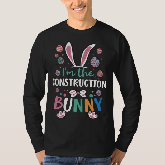 I m The Construction Bunny Festival Easter Egg Rab Tシャツ (正面)