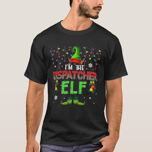 I m The Dispatcher Elf Xmas Leopard Elf Costume Fa Tシャツ (正面)