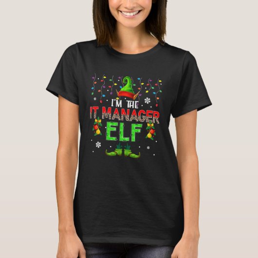 I m The IT Manager Elf Xmas Leopard Elf Costume  F Tシャツ (正面)