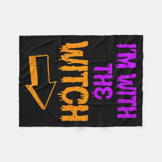 I’m With The Witch Funny Halloween Matching Couple フリースブランケット (正面(横))