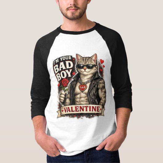 I’m Your Bad Boy Valentine Cat Shirt – Tough Cool  Tシャツ (正面)
