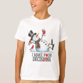 I Make Pour Decisions Snowman Drink Wine Christmas Tシャツ (正面)