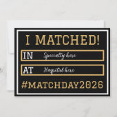 I Matched Match Day Announcement 招待状 (正面)