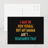 I May Be Non Verbal Nonverbal Autism Awareness T-S ポストカード (正面/裏面)
