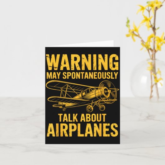 I May Sntaneously Talk About Airplanes Funny Airpl カード (黄色い花)