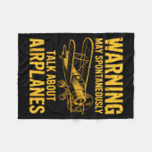 I May Sntaneously Talk About Airplanes Funny Airpl フリースブランケット (正面(横))