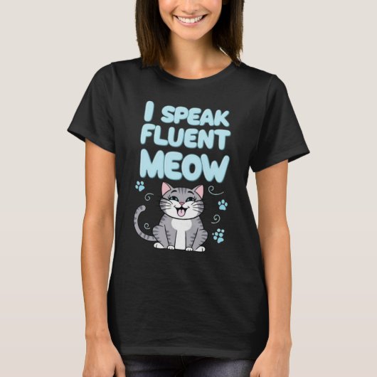 I Meow 話 Blk Womens Tシャツ (正面)