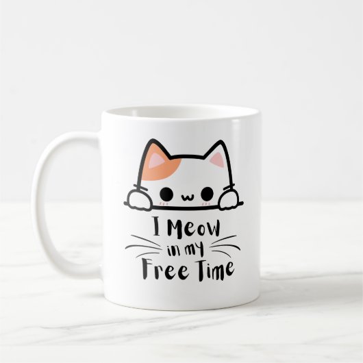 I Meow in My Free Time - おもしろい猫好き コーヒーマグカップ (左)