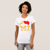 I ♥ MI (Iのハートミシガン州)のトウモロコシ及び青い、女性のT Tシャツ (正面フル)