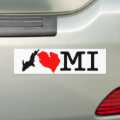 I ♥ MI (Iのハートミシガン州)のバンパーステッカー バンパーステッカー (車上)