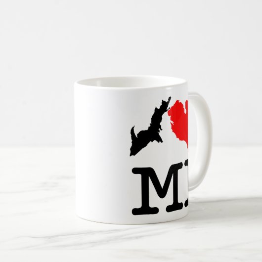 I ♥ MI (Iのハートミシガン州)の両面マグ コーヒーマグカップ (正面右)
