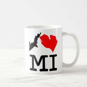 I ♥ MI (Iのハートミシガン州)の両面マグ コーヒーマグカップ