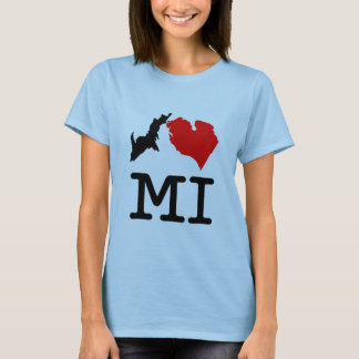 I ♥ MI (Iハートミシガン)ライト、小プリント Tシャツ