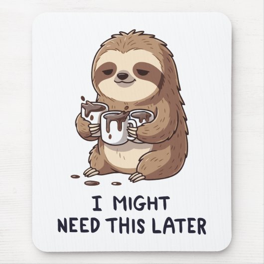 I Might Need Coffee Later - Lazy Sloth Humor マウスパッド (正面)