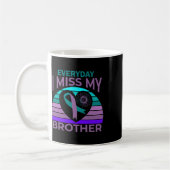 I Miss My Brother Heart Ribbon Suicide Awareness S コーヒーマグカップ (左)