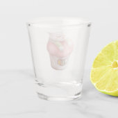 「I Miss You」：かわいい寝猫のカップケーキアート ショットグラス (裏面)