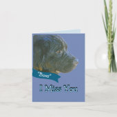 "I Miss You" Beautiful,Sad-looking Newfie Dog カード (正面)