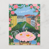 I Miss You Paris Balcony Tea w Views Art ポストカード (正面)