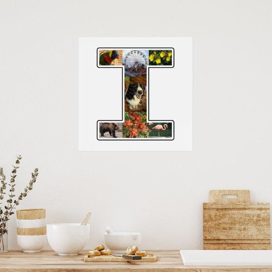 I Monogram独自の7カスタム枚の写真コラージュを作成 ポスター (キッチン)