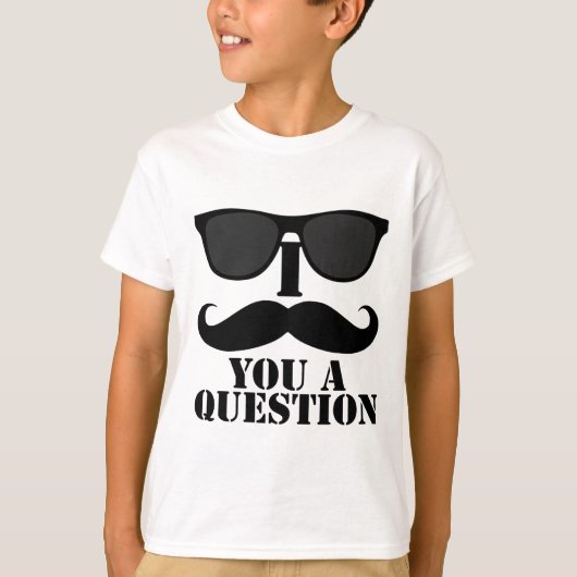 i mustache you a questionおもしろいブラックサングラス tシャツ (正面)