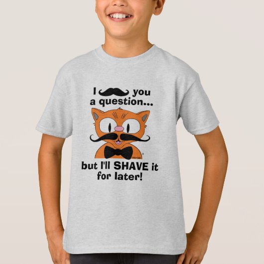 I mustache you a questionおもしろいプリンTシャツ Tシャツ (正面)