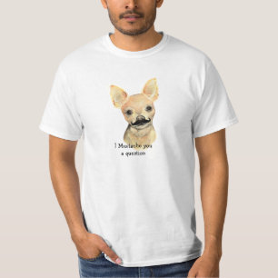 I mustache you a questionかわいい犬のユーモア tシャツ