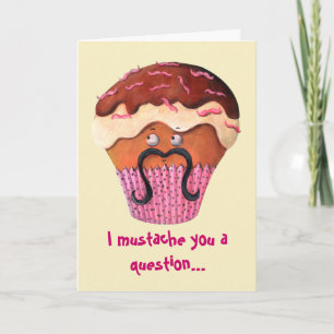 I mustache you a questionのカップケーキ カード