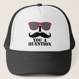 I mustache you a questionのピンクのサングラス キャップ