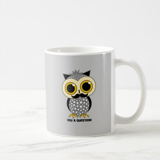 I mustache you a questionのフクロウ コーヒーマグカップ (右)