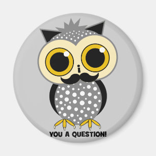 I mustache you a questionのフクロウ マグネット