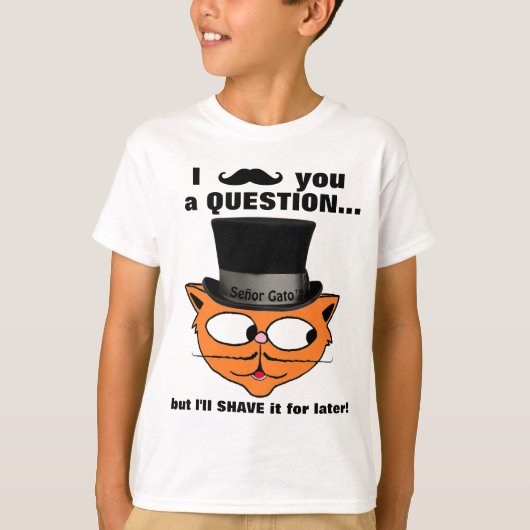 I mustache you a questionひげユーモアかわいい猫 tシャツ (正面)