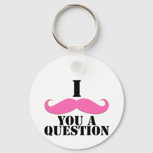I mustache you a questionピンクの口ひげ キーホルダー