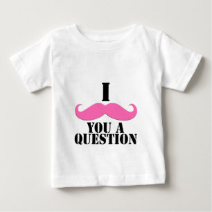 I mustache you a questionピンクの口ひげ ベビーTシャツ