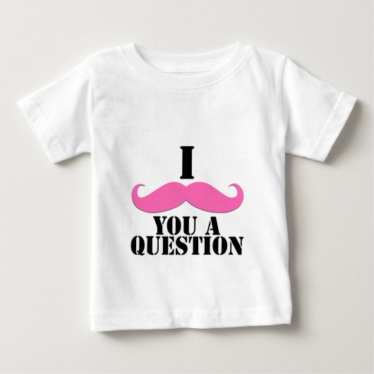 I mustache you a questionピンクの口ひげ ベビーTシャツ (正面)