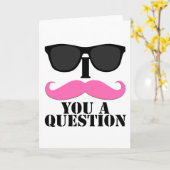 i mustache you a questionピンク（サングラス） カード (黄色い花)